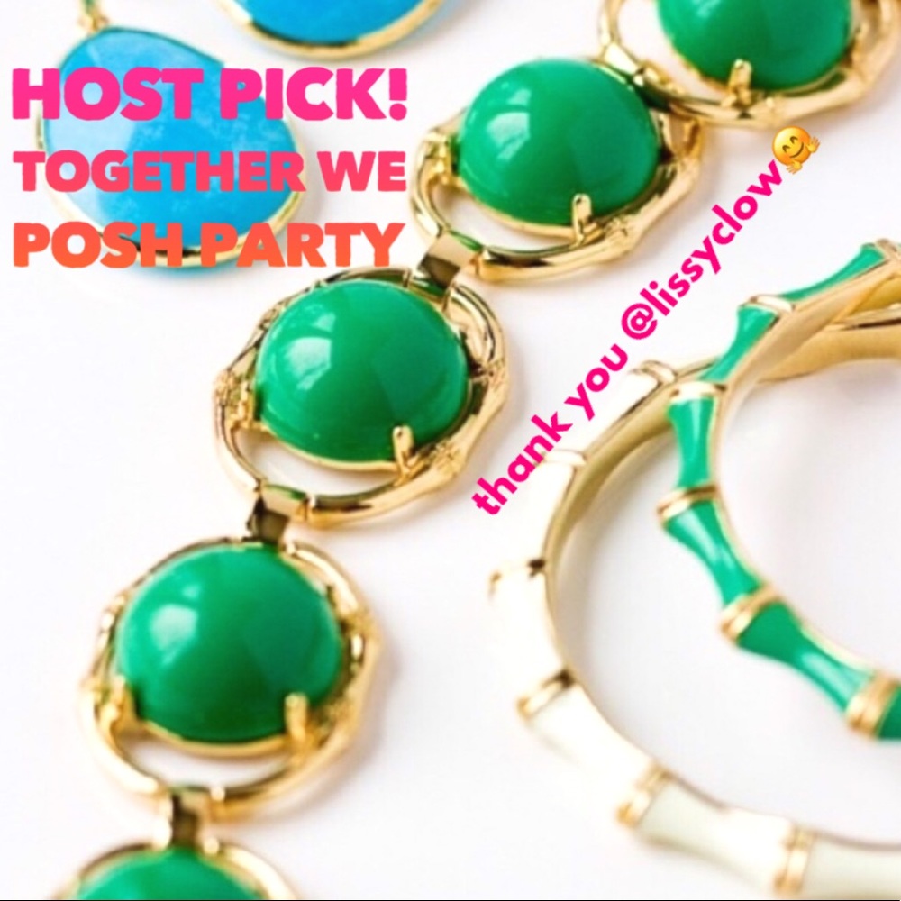 Stella & Dot | Kelly Green Cabochon + Gold Bambooππβ¨Zinnia Bracelet - Picture 3 of 10